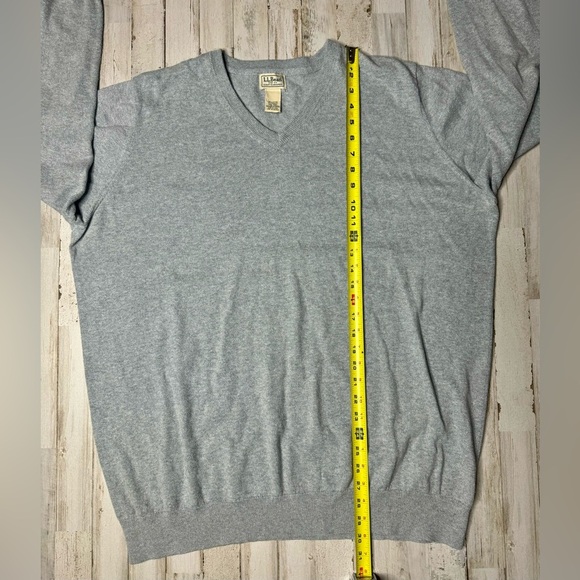LL Bean Sweater Mens XXLT Gray V Neck Cotton Cashmere Blend Preppy Golf EUC - Picture 6 of 13